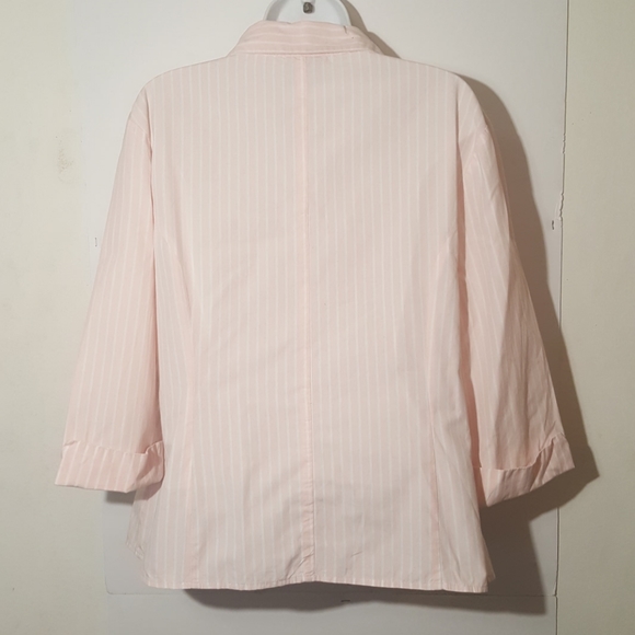 Hanna G. Shirt Pink White Stripe Button Size XL - Picture 4 of 7